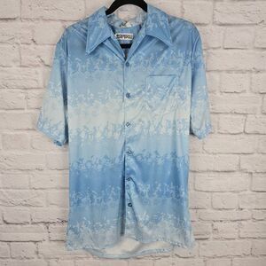 Vintage Spire‎ California Men's Tall L  Shirt Blue Jacquard Geometric Textured